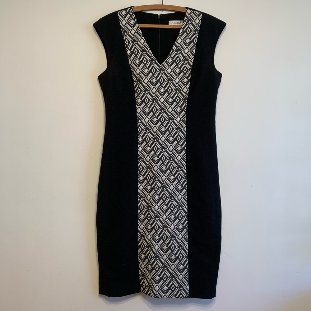 Calvin Klein Black Geometric Dress, Size 4